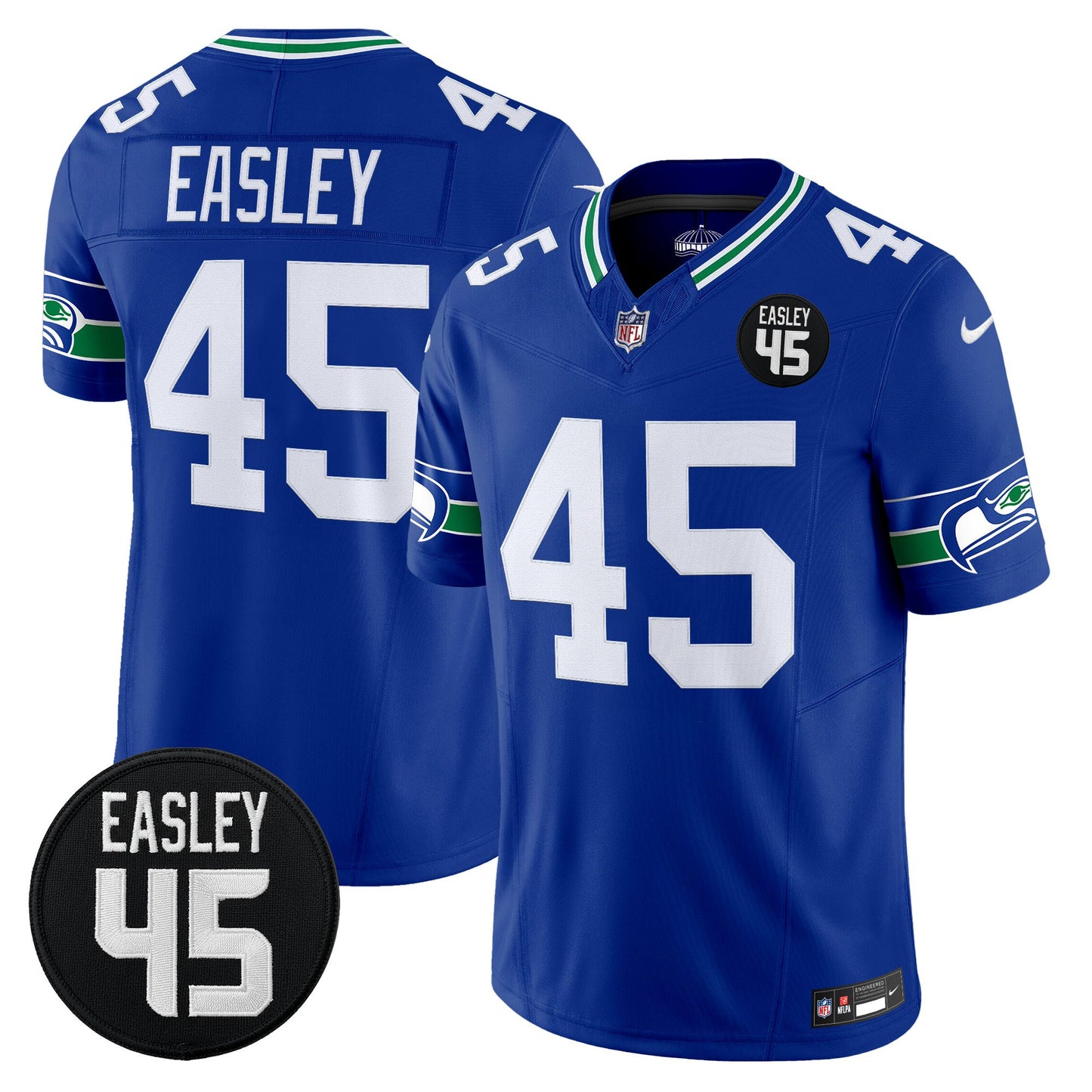 Men's Seattle Seahawks #45 Kenny Easley Memorial Patch Vapor Limited Jersey - All Stitched
