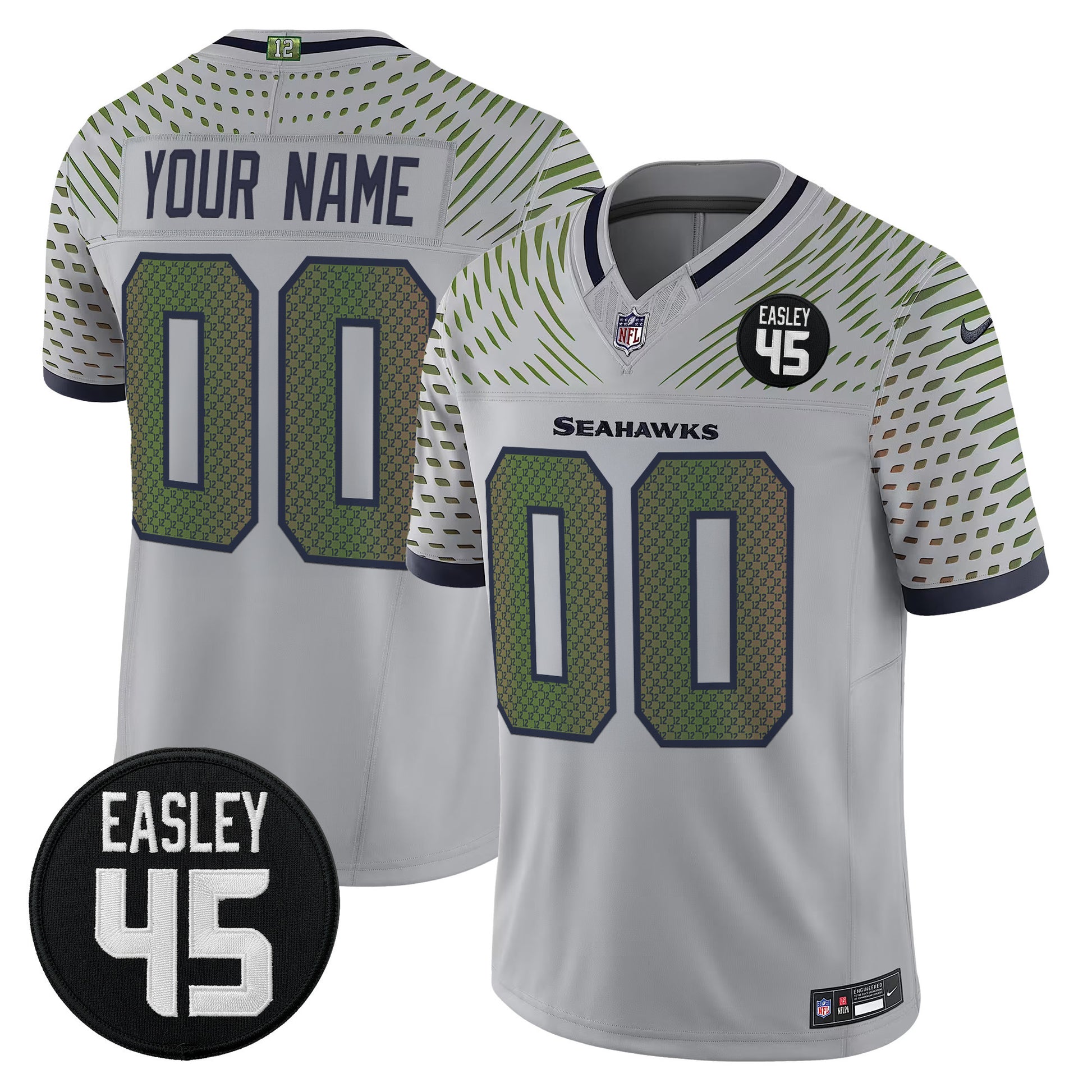 Seattle Seahawks #45 Kenny Easley Memorial Patch Vapor Limited Custom Jersey - All Stitched