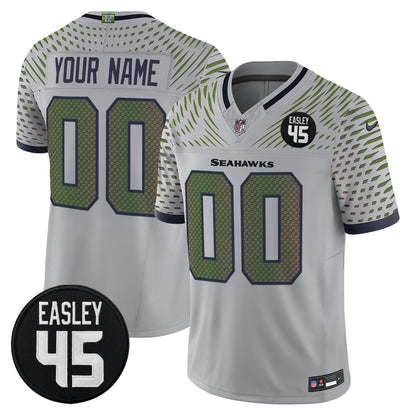Seattle Seahawks #45 Kenny Easley Memorial Patch Vapor Limited Custom Jersey - All Stitched