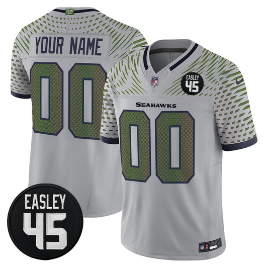Seattle Seahawks #45 Kenny Easley Memorial Patch Vapor Limited Custom Jersey - All Stitched