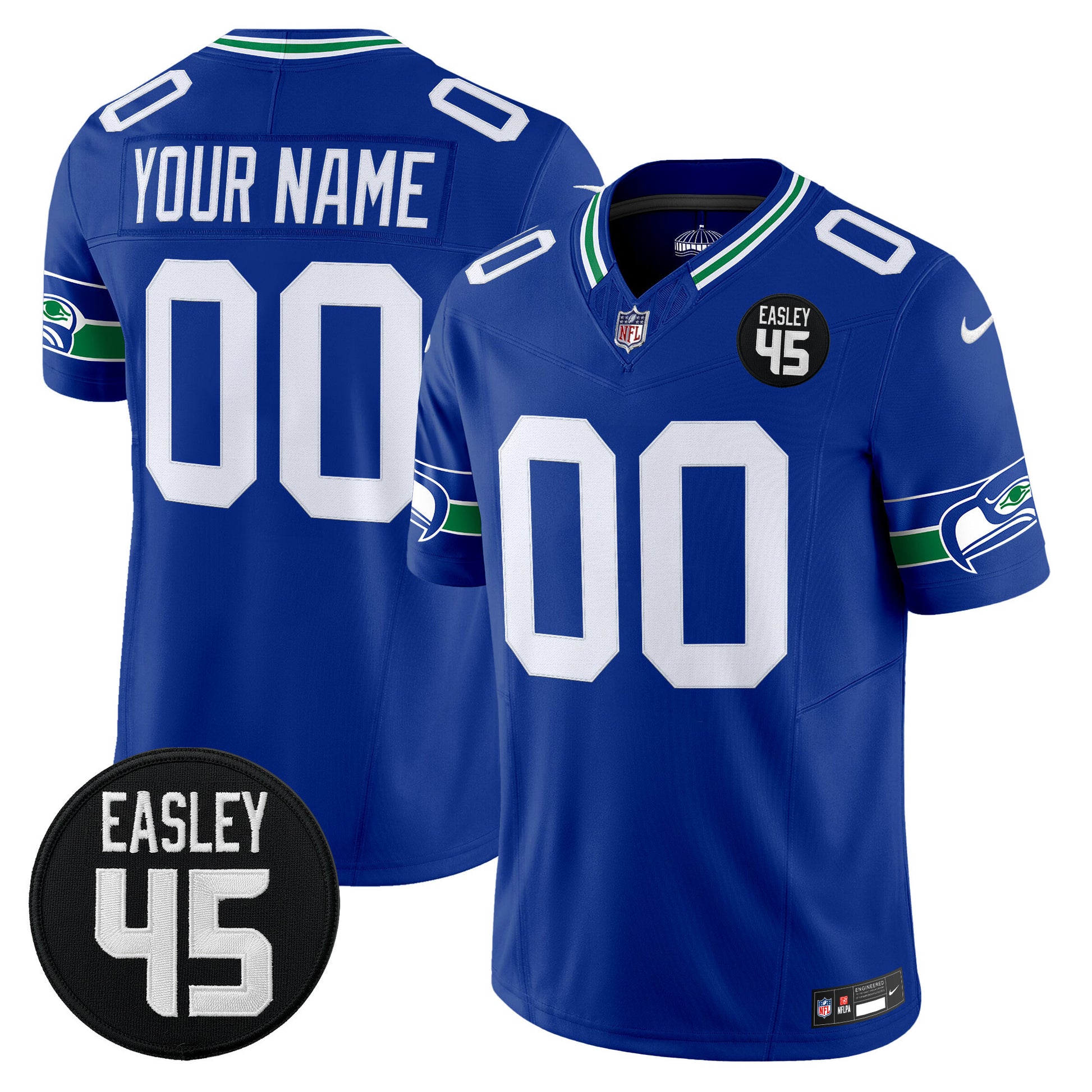 Seattle Seahawks #45 Kenny Easley Memorial Patch Vapor Limited Custom Jersey - All Stitched
