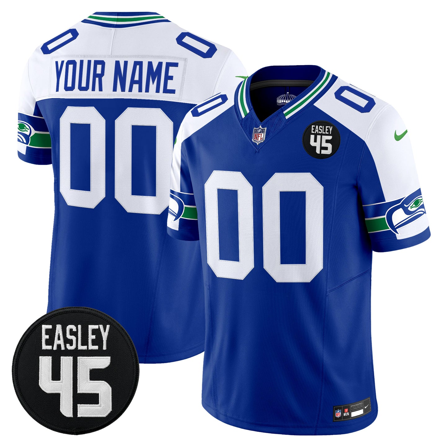 Seattle Seahawks #45 Kenny Easley Memorial Patch Vapor Limited Custom Jersey - All Stitched