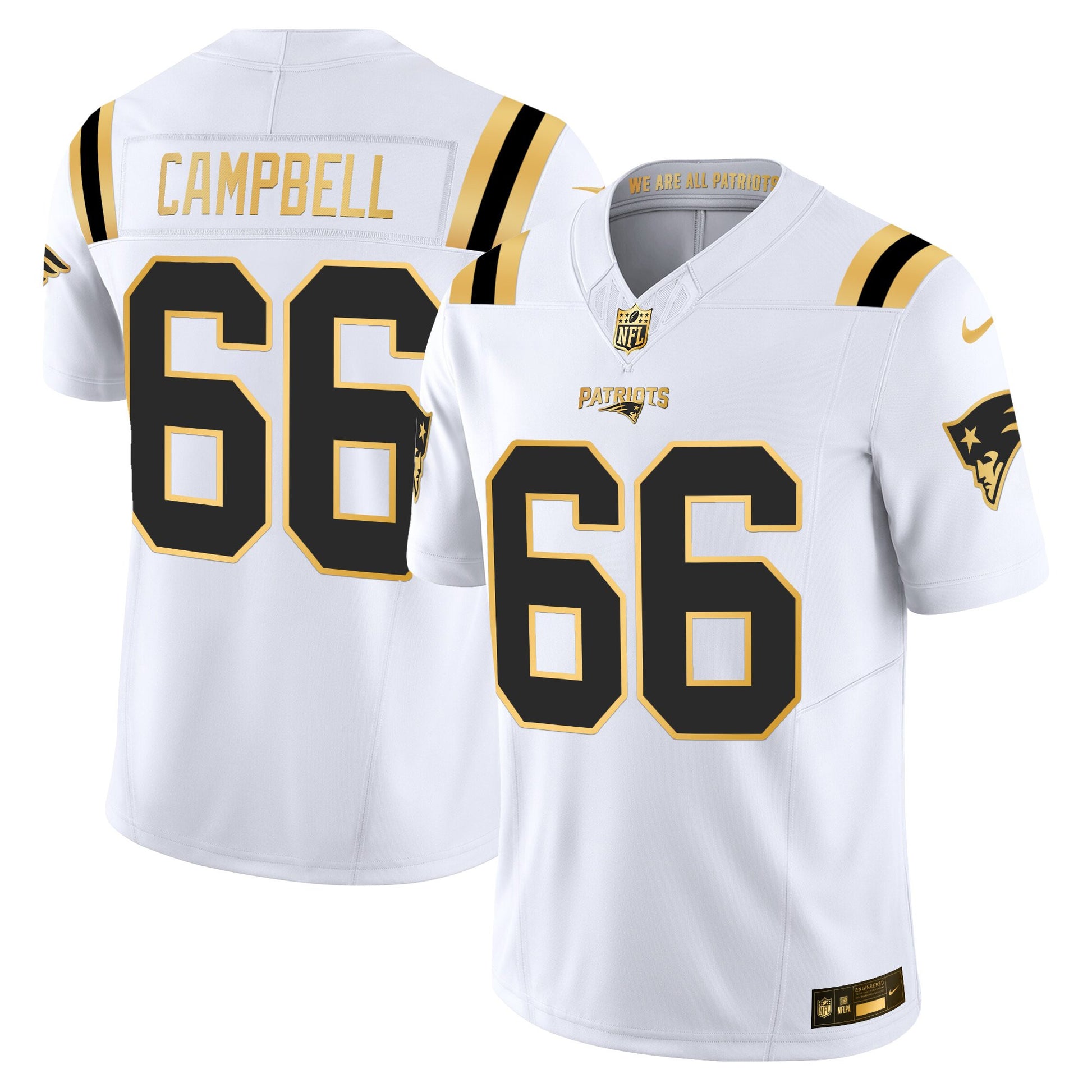 Men's New England Patriots 2025 Gold Vapor Limited Jersey - All Stitched