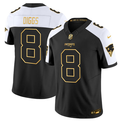 Men's New England Patriots 2025 Gold Vapor Limited Jersey - All Stitched