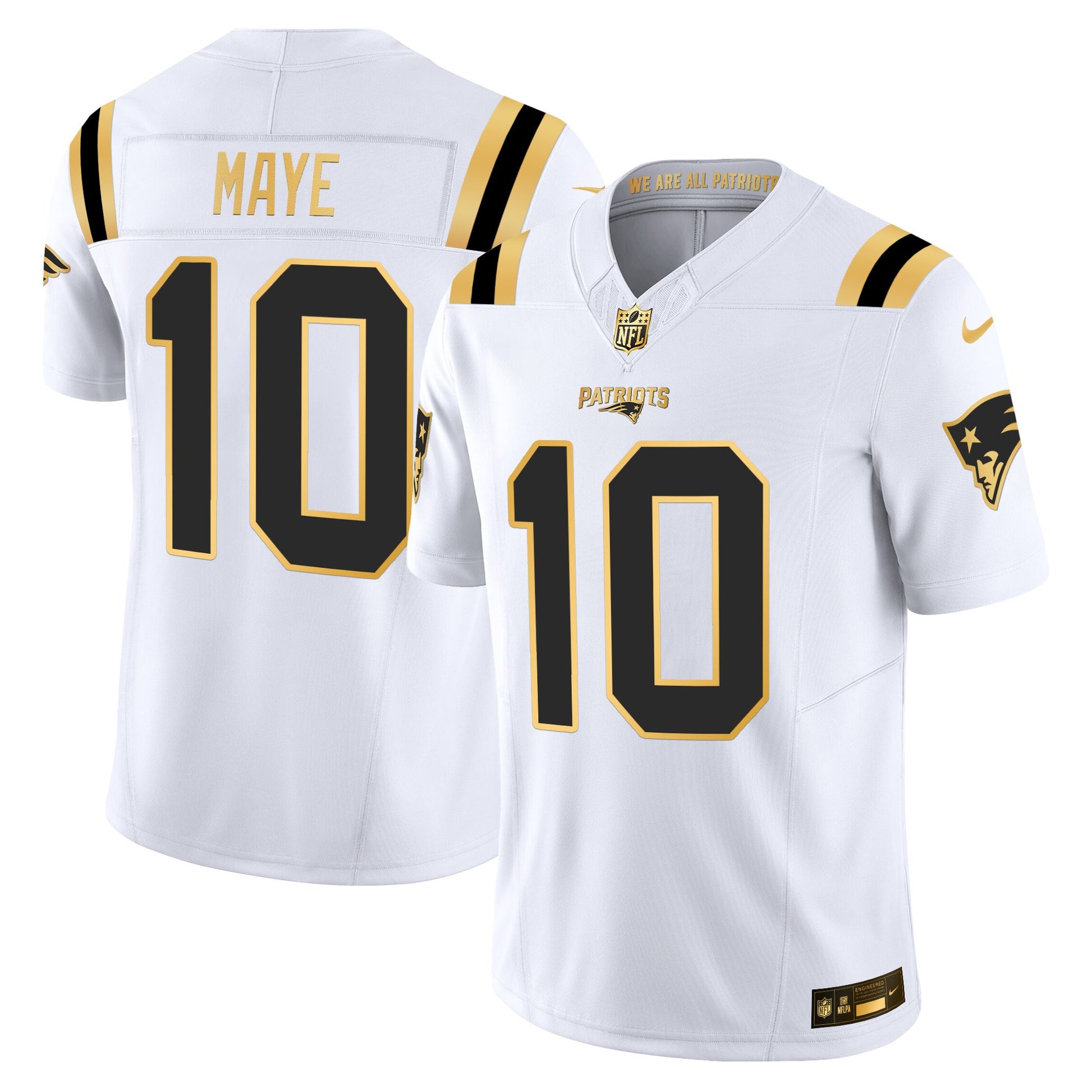 Men's New England Patriots 2025 Gold Vapor Limited Jersey - All Stitched