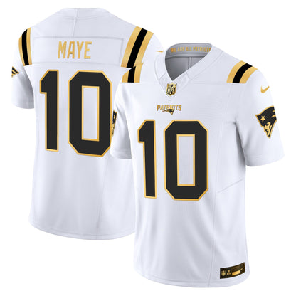 Men's New England Patriots 2025 Gold Vapor Limited Jersey - All Stitched