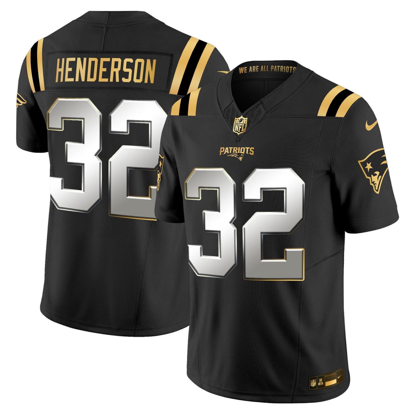 Men's New England Patriots 2025 Gold Vapor Limited Jersey - All Stitched