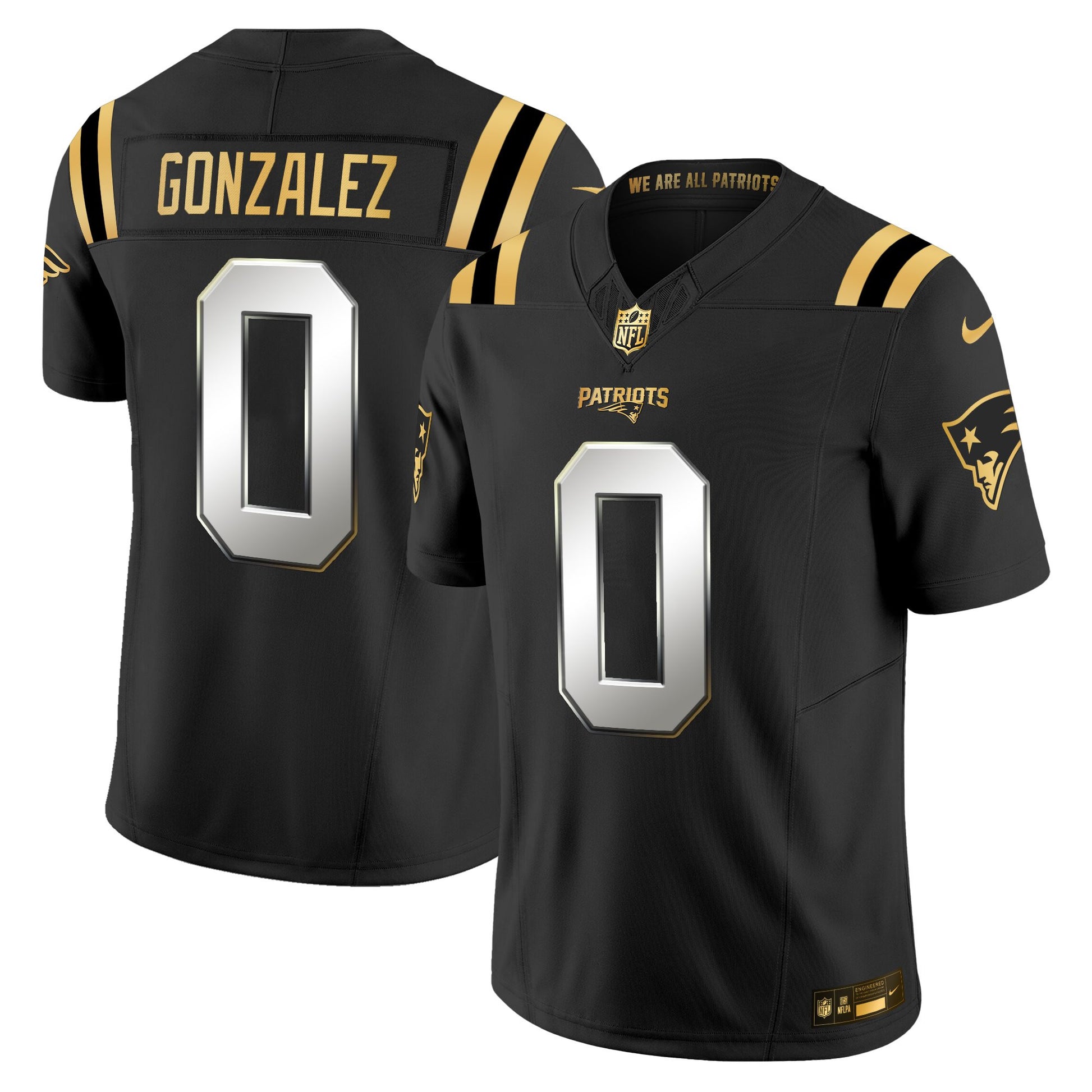 Men's New England Patriots 2025 Gold Vapor Limited Jersey - All Stitched