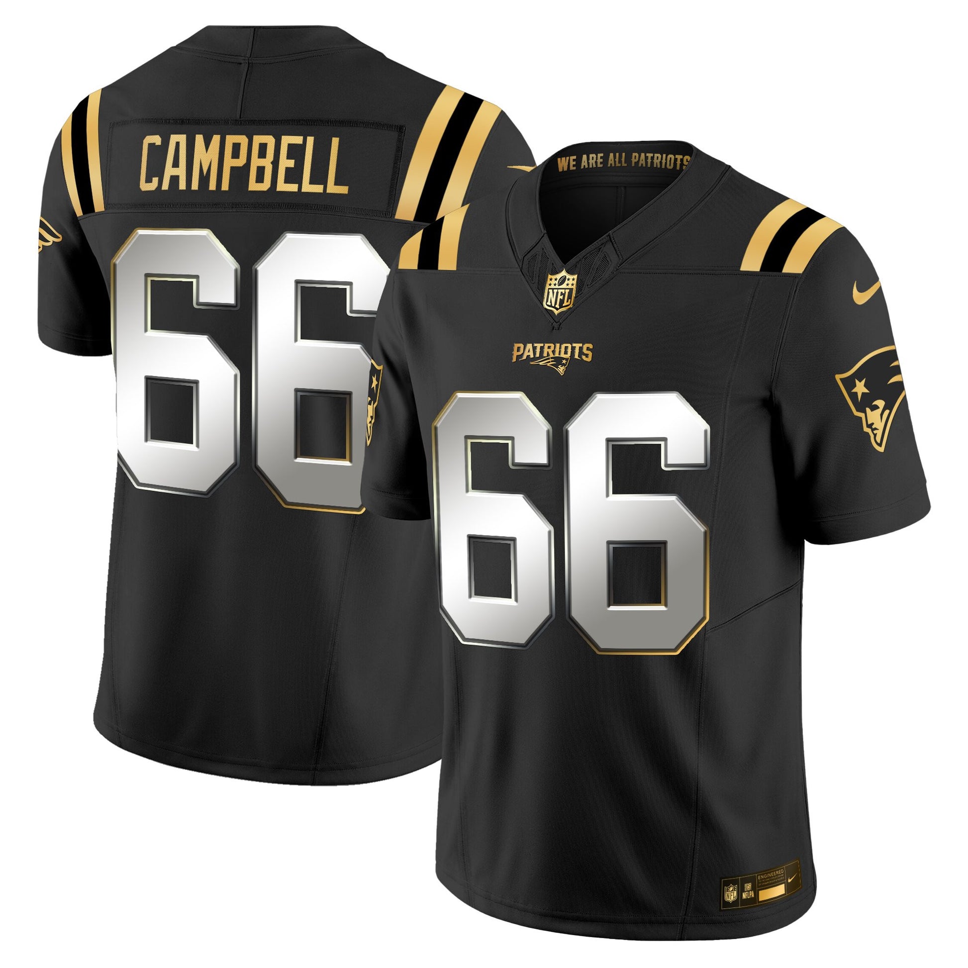 Men's New England Patriots 2025 Gold Vapor Limited Jersey - All Stitched