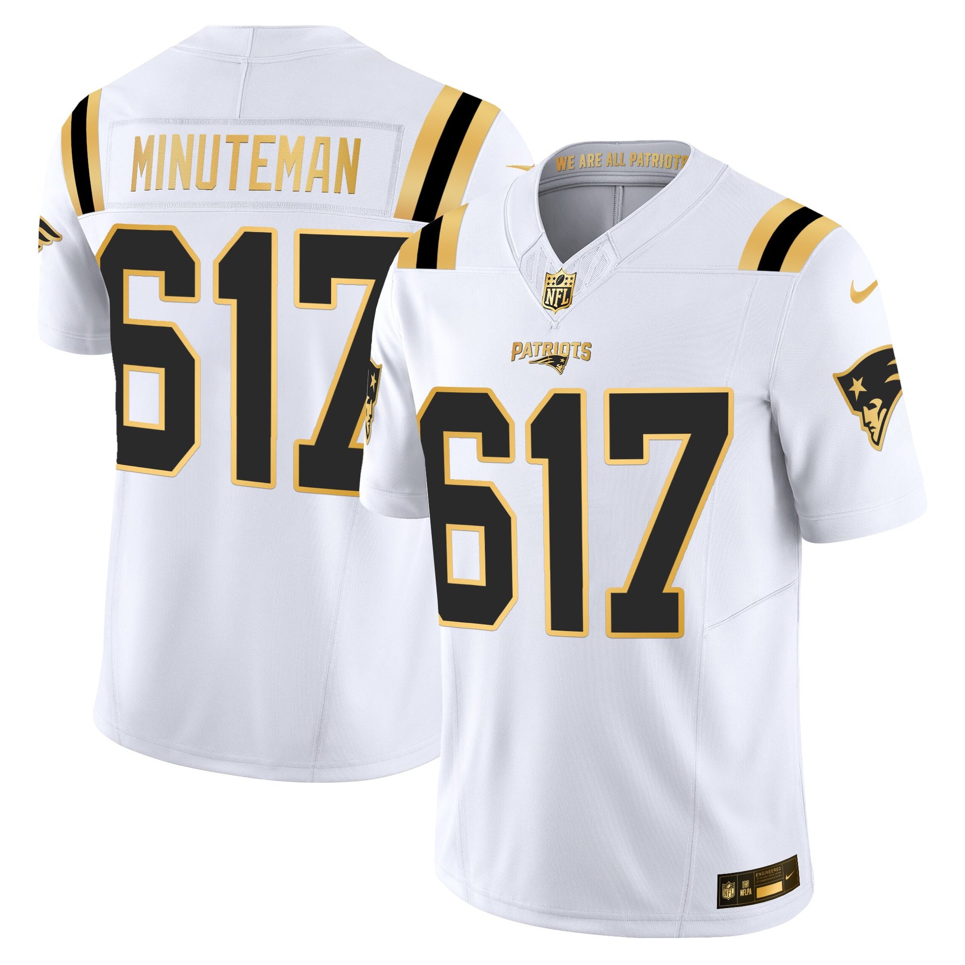 Men's New England Patriots 2025 Gold Vapor Limited Jersey - All Stitched