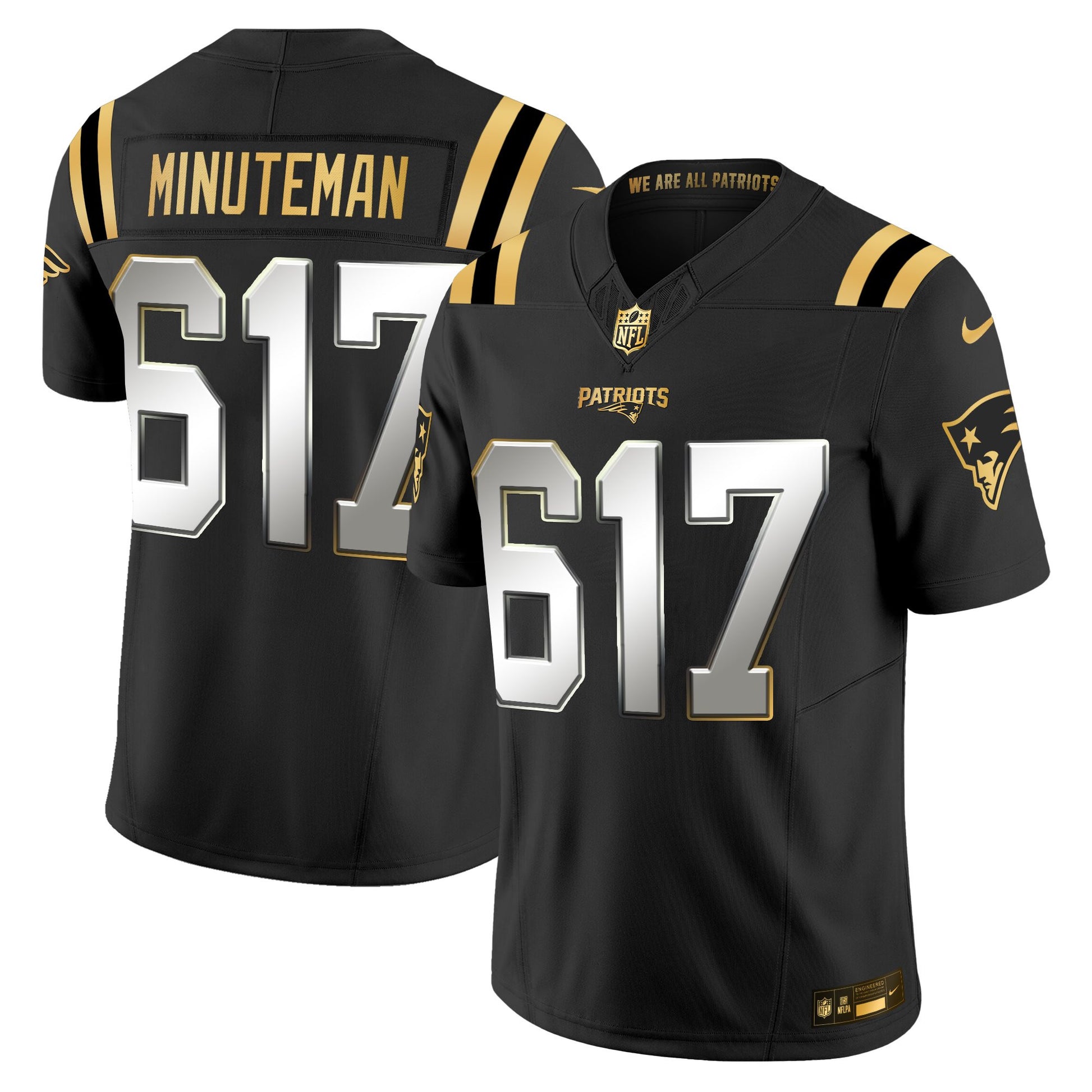 Men's New England Patriots 2025 Gold Vapor Limited Jersey - All Stitched