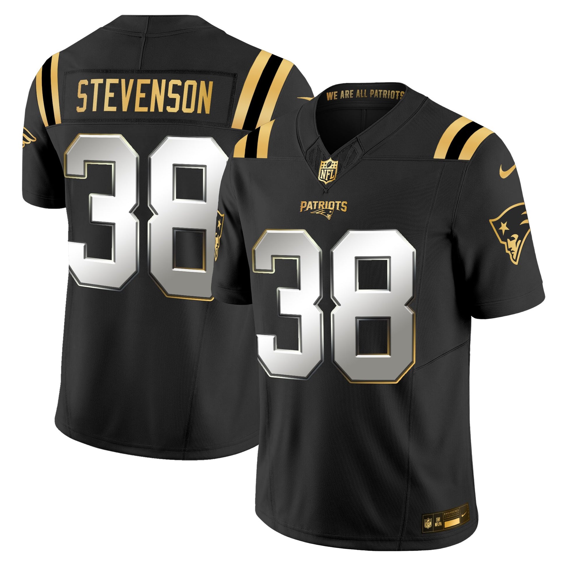 Men's New England Patriots 2025 Gold Vapor Limited Jersey - All Stitched