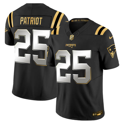 Men's New England Patriots 2025 Gold Vapor Limited Jersey - All Stitched