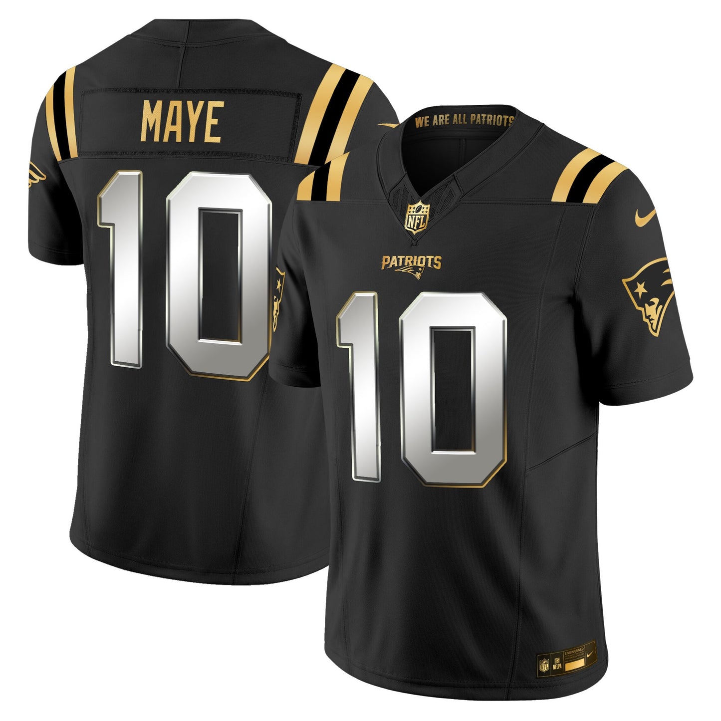 Men's New England Patriots 2025 Gold Vapor Limited Jersey - All Stitched