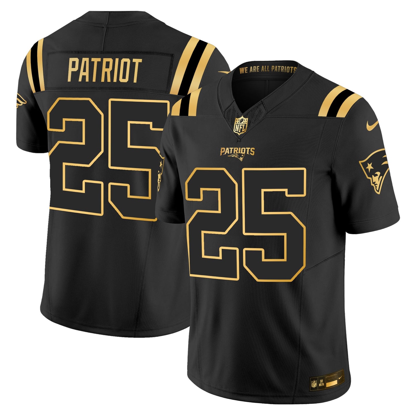 Men's New England Patriots 2025 Gold Vapor Limited Jersey - All Stitched