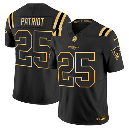 Men's New England Patriots 2025 Gold Vapor Limited Jersey - All Stitched