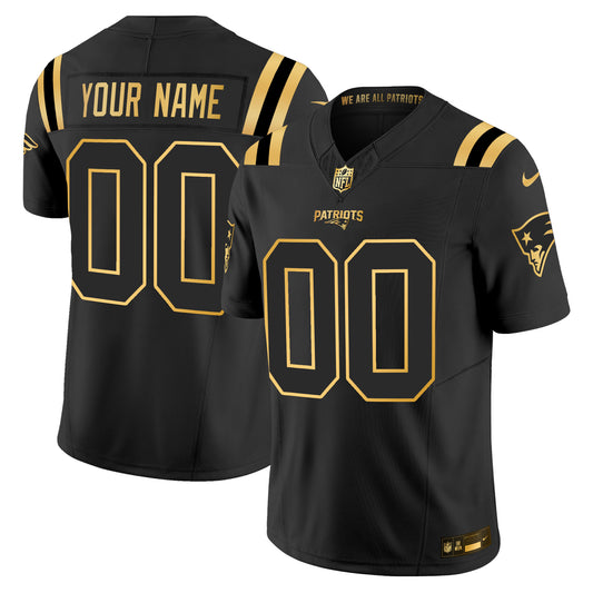 New England Patriots 2025 Gold Vapor Limited Custom Jersey - All Stitched