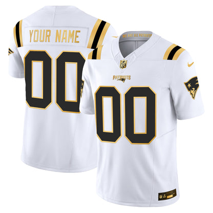 New England Patriots 2025 Gold Vapor Limited Custom Jersey - All Stitched