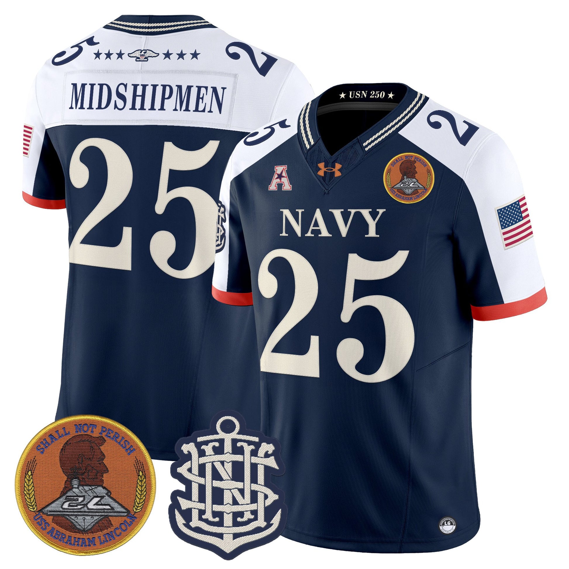 Men's Navy Midshipmen 250th Anniversary Vapor Limited Jersey - Stitched