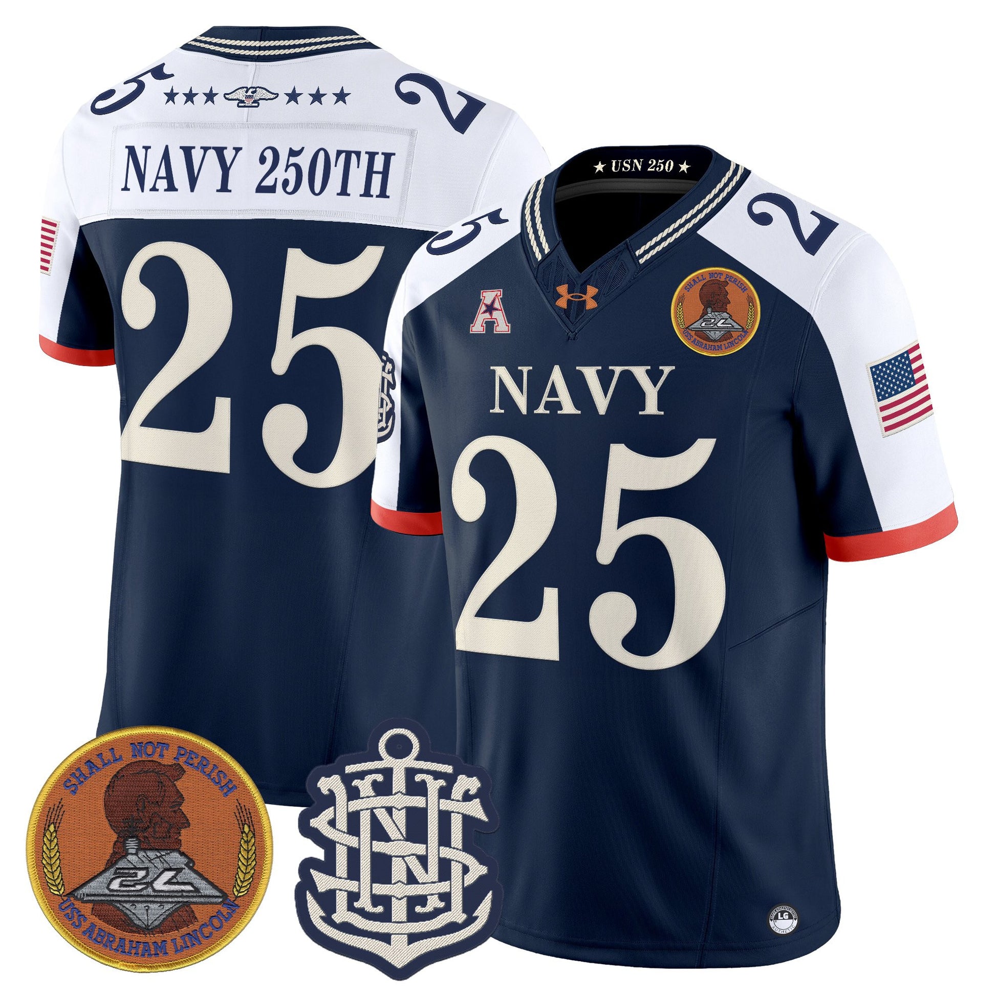 Men's Navy Midshipmen 250th Anniversary Vapor Limited Jersey - Stitched
