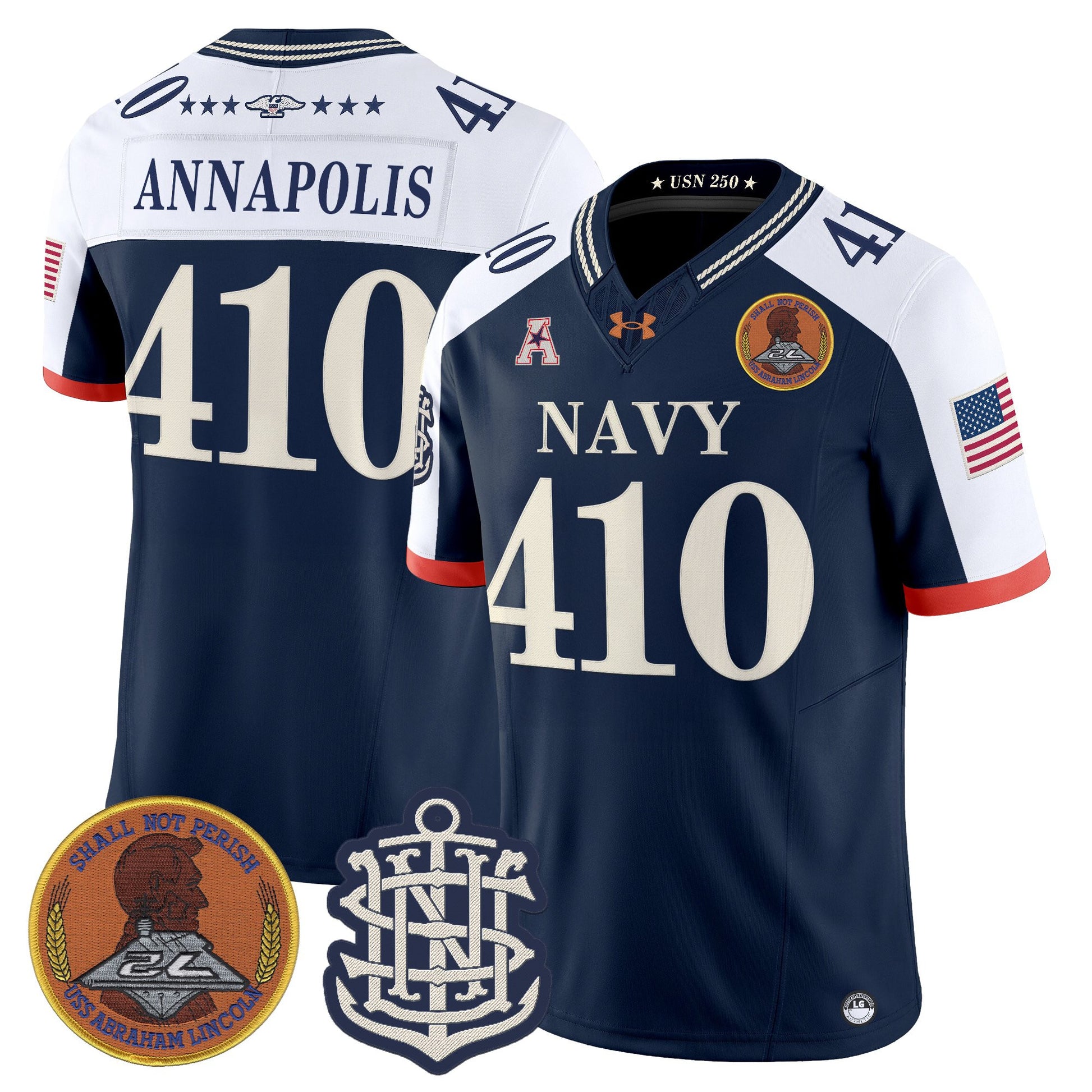 Men's Navy Midshipmen 250th Anniversary Vapor Limited Jersey - Stitched