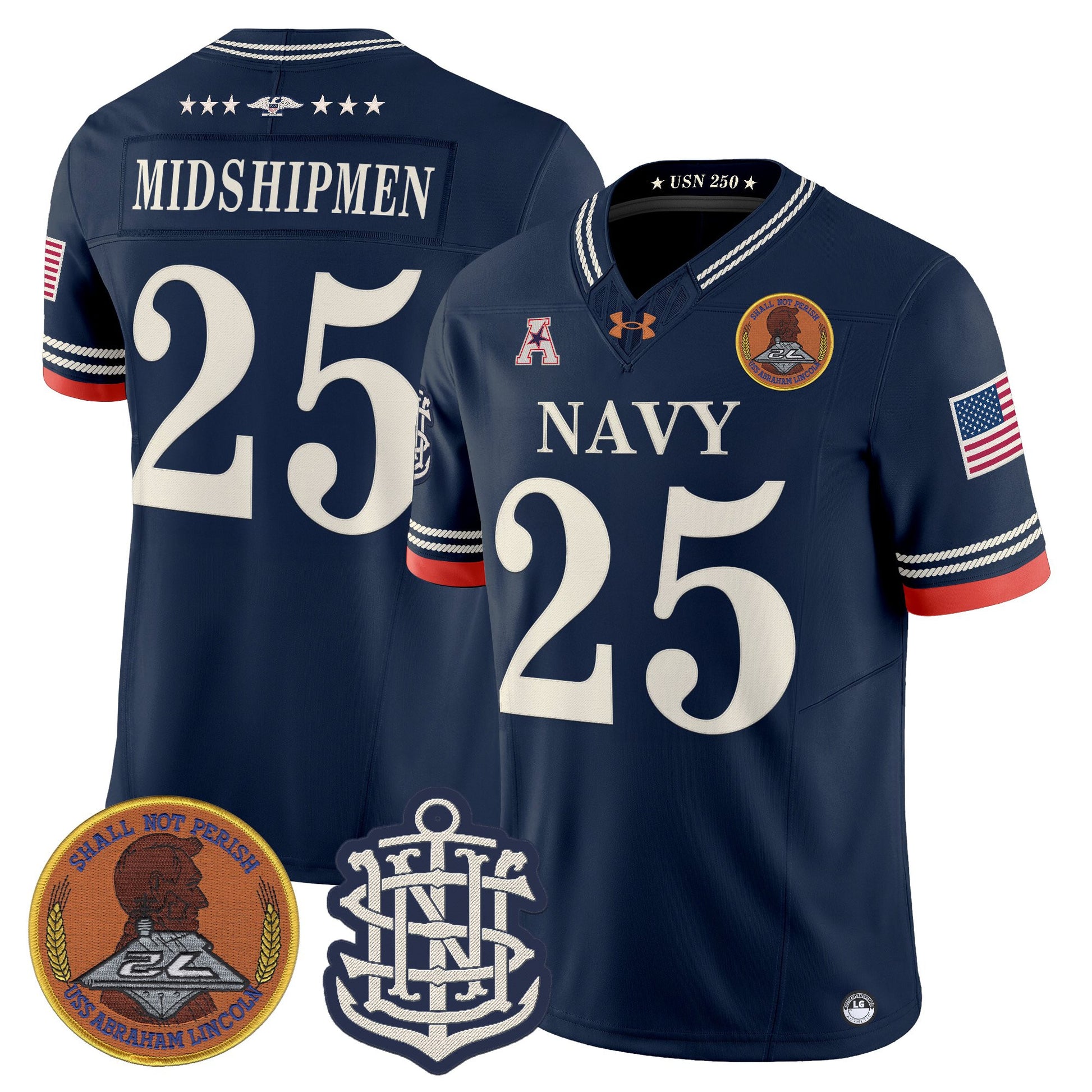 Men's Navy Midshipmen 250th Anniversary Vapor Limited Jersey - Stitched