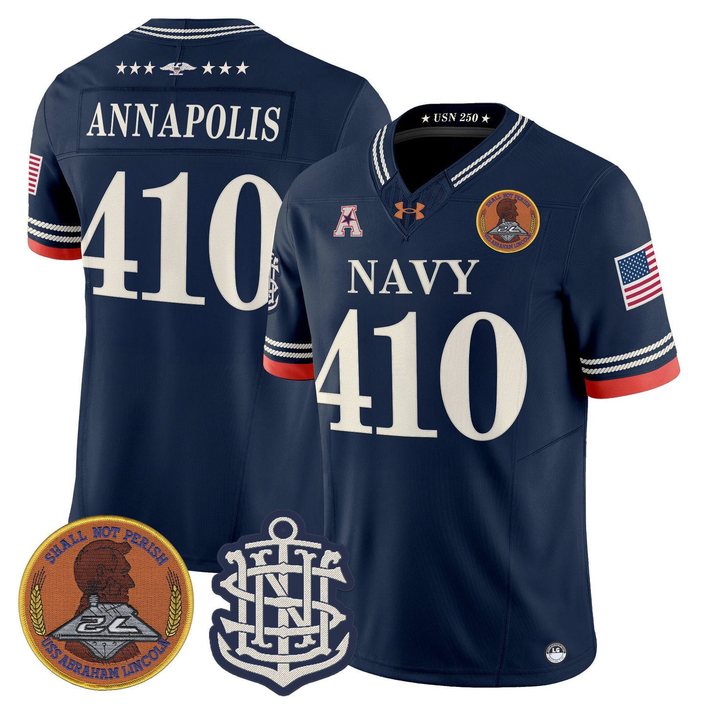 Men's Navy Midshipmen 250th Anniversary Vapor Limited Jersey - Stitched