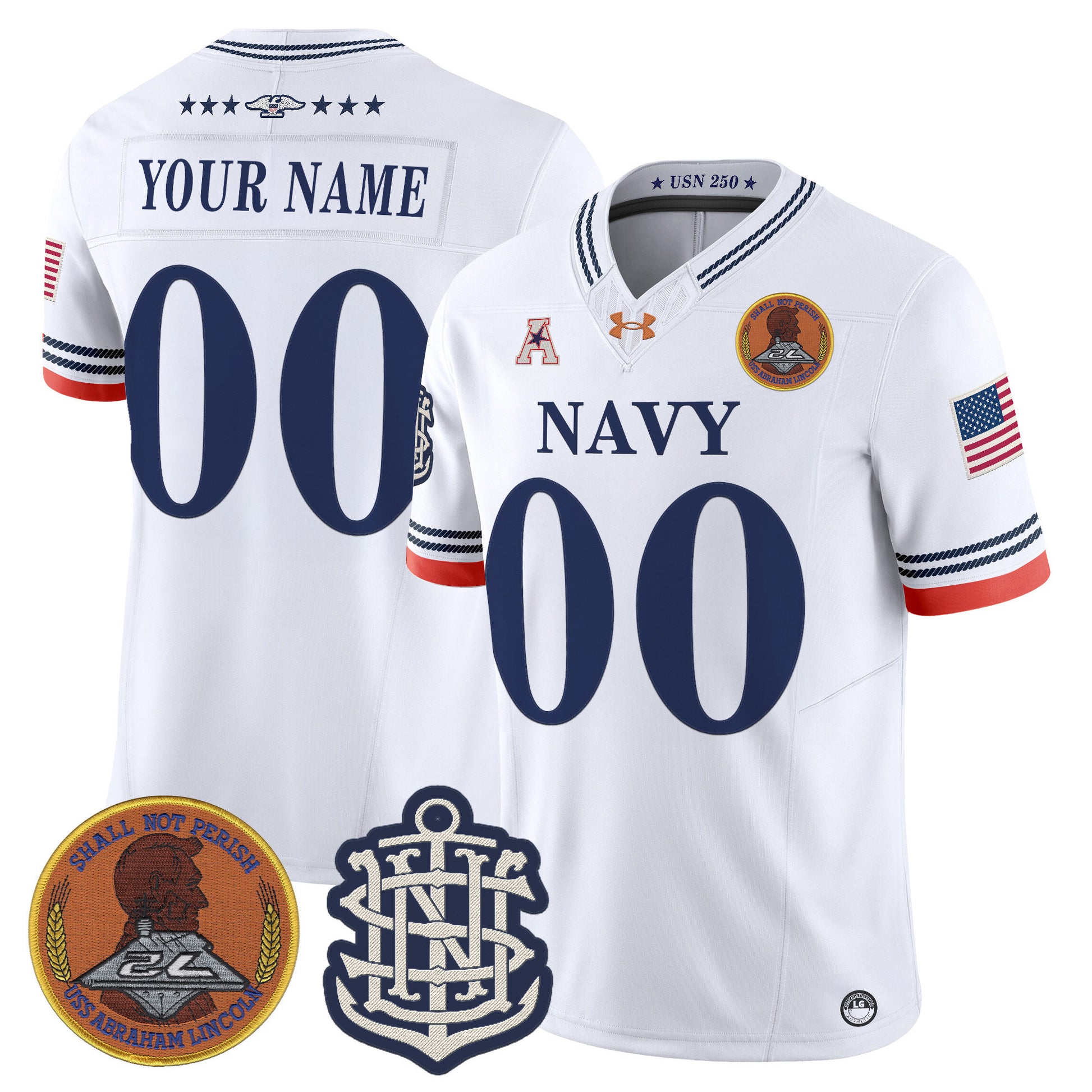 Navy Midshipmen 250th Anniversary Vapor Limited Custom Jersey - Stitched