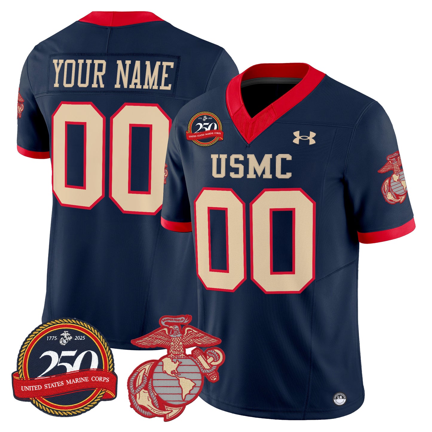 United States Marine Corps Vapor Limited Custom Jersey - 250th Anniversary Patch - All Stitched