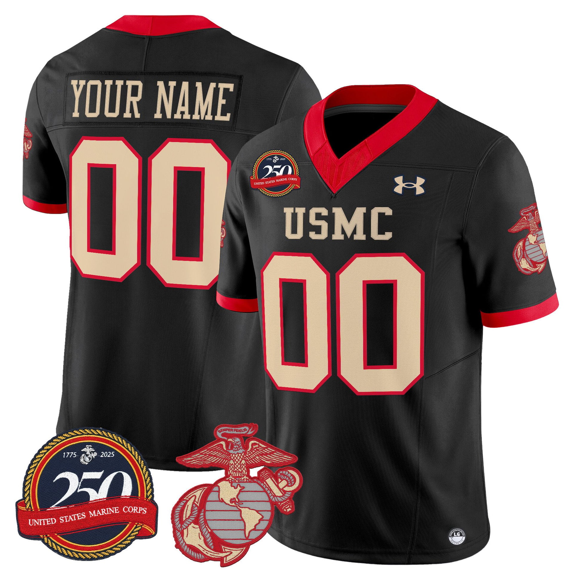United States Marine Corps Vapor Limited Custom Jersey - 250th Anniversary Patch - All Stitched