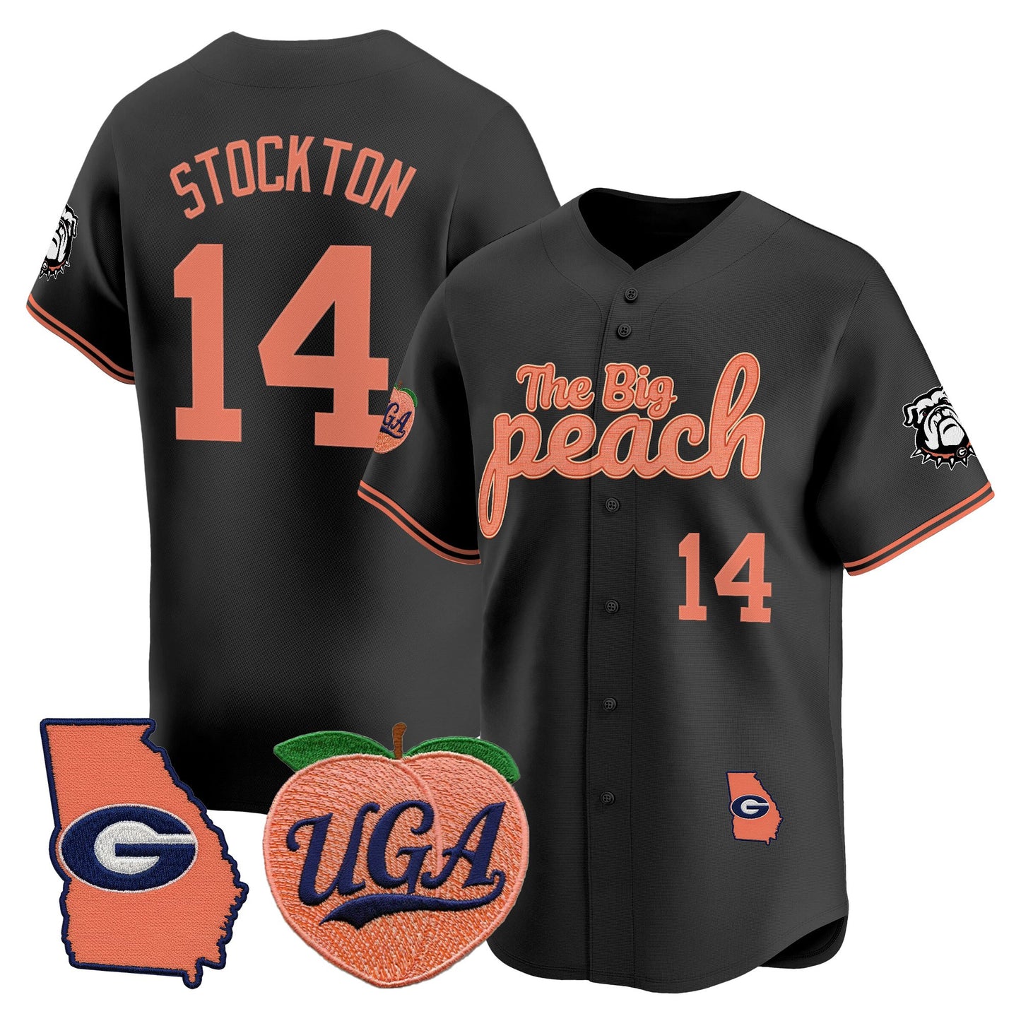 Men's Georgia Bulldogs The Big Peach Vapor Baseball Jersey - All stitched