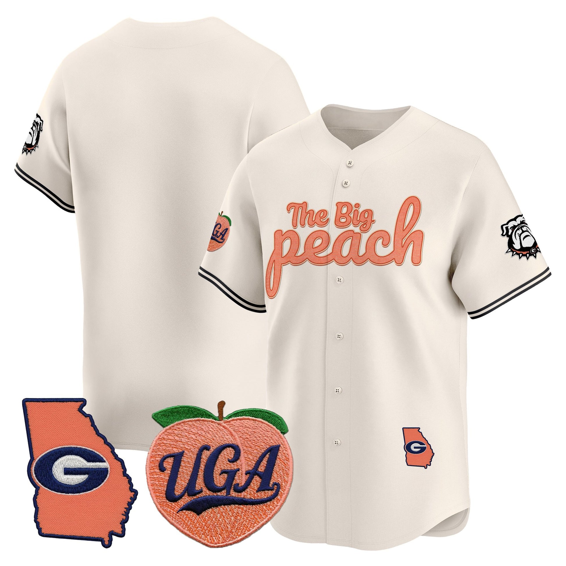 Men's Georgia Bulldogs The Big Peach Vapor Baseball Jersey - All stitched