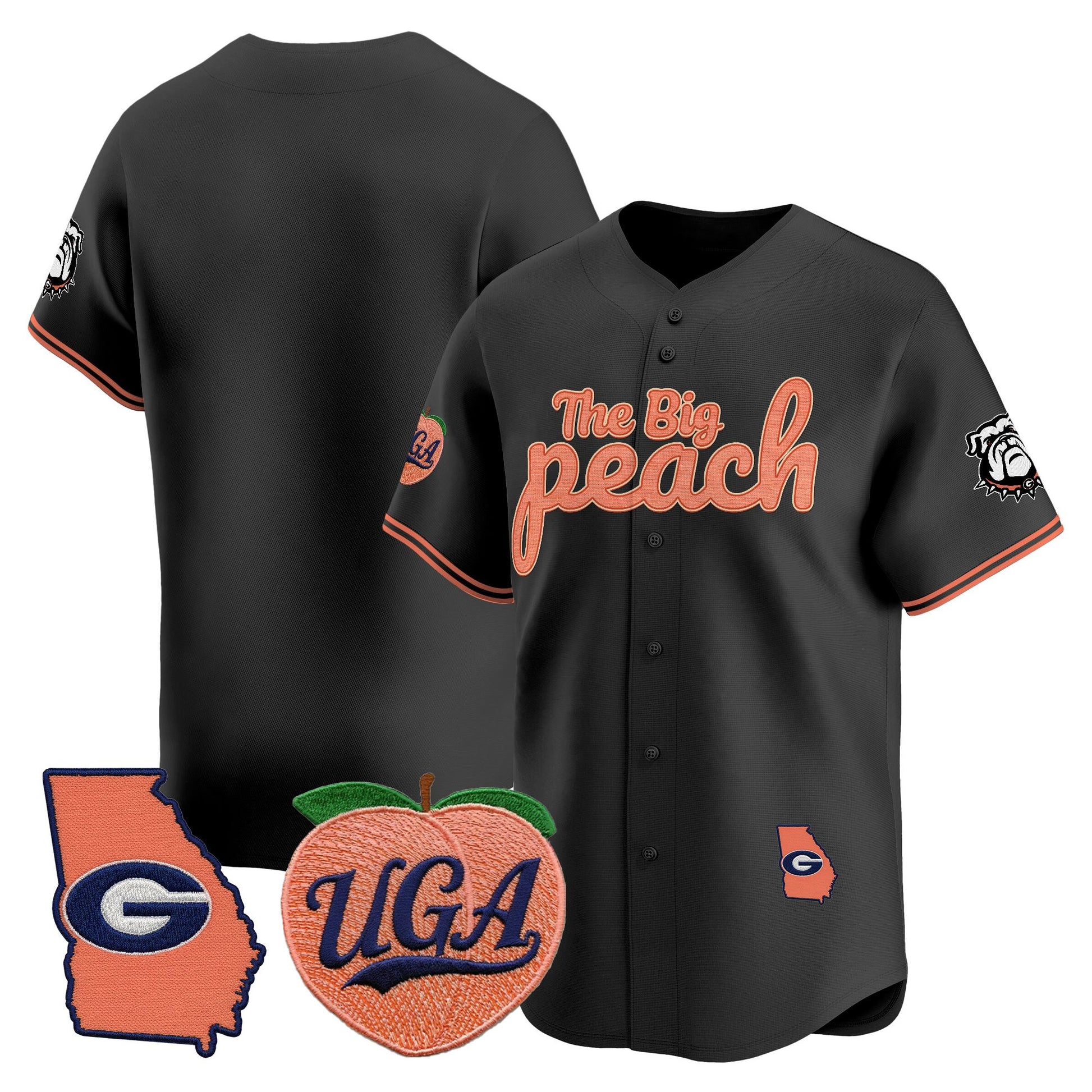 Men's Georgia Bulldogs The Big Peach Vapor Baseball Jersey - All stitched