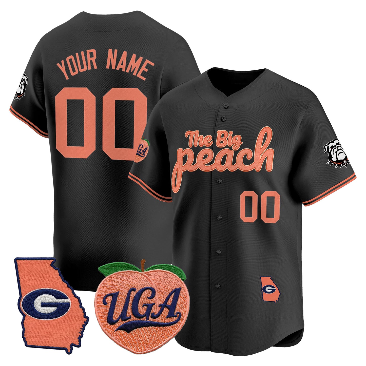 Georgia Bulldogs The Big Peach Vapor Baseball Custom Jersey - All stitched