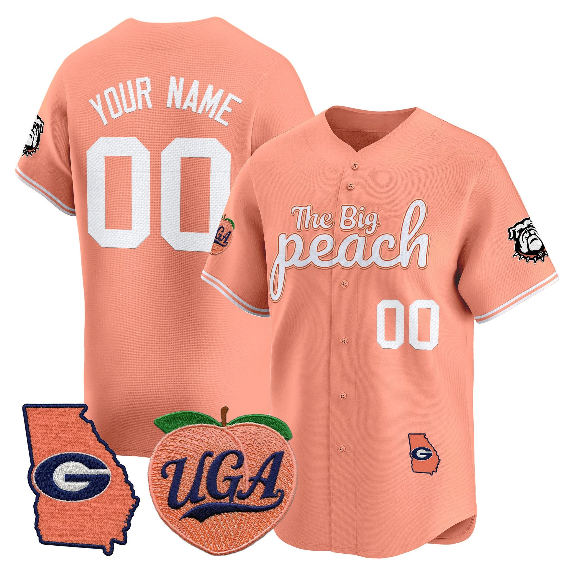 Georgia Bulldogs The Big Peach Vapor Baseball Custom Jersey - All stitched