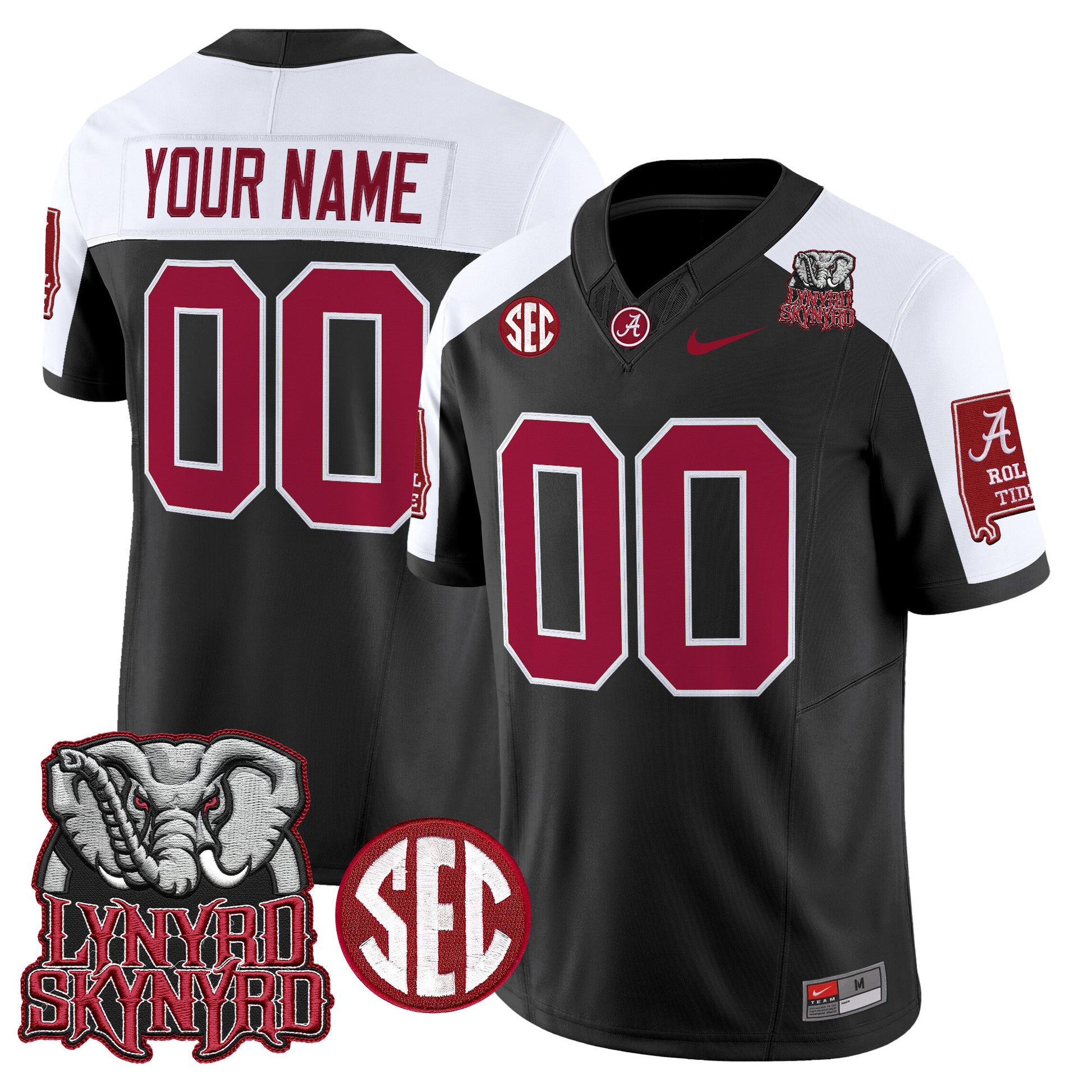 Alabama Crimson Tide x Lynyrd Skynyrd Vapor Limited Custom Jersey - Alabama Map - All Stitched