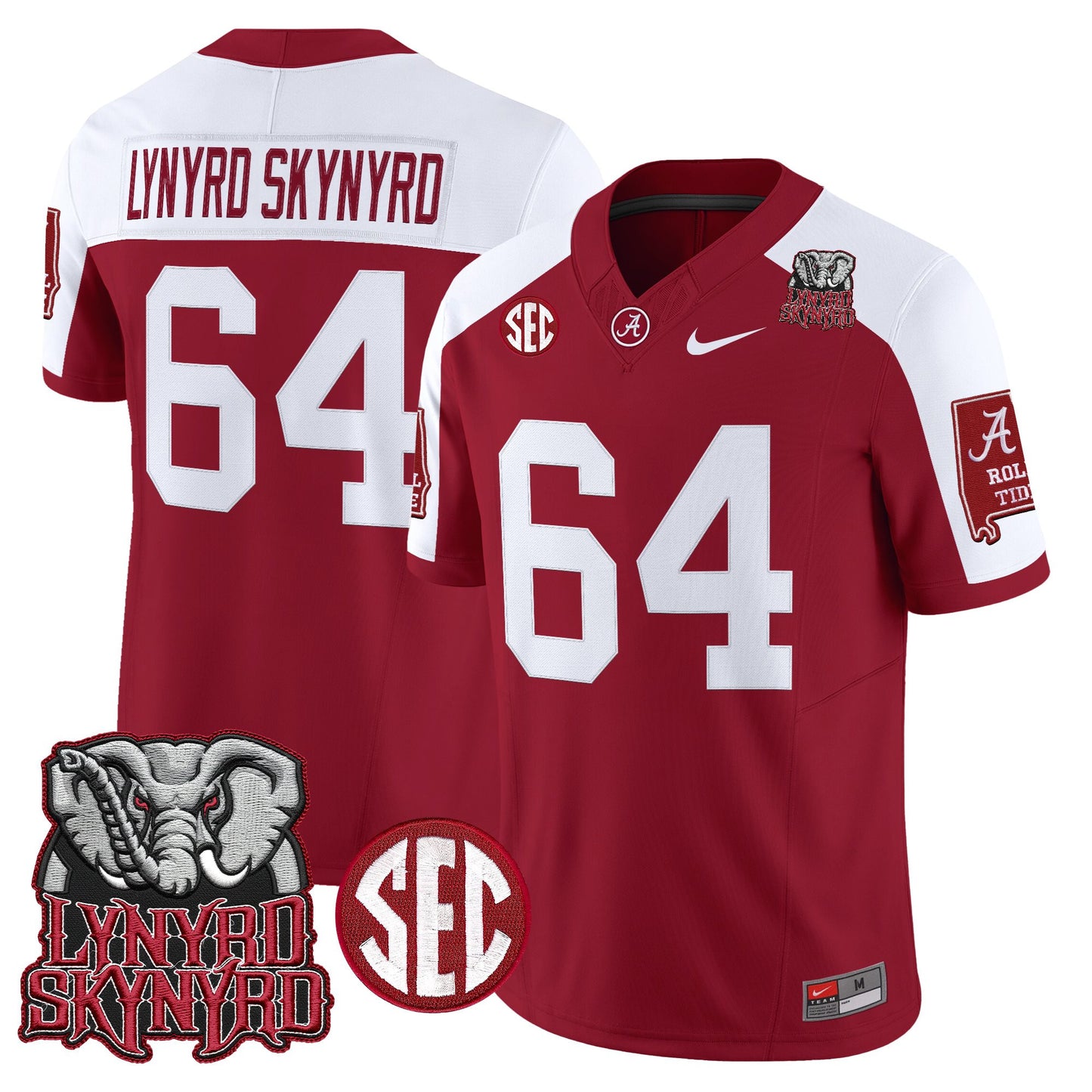 Men's Alabama Crimson Tide x Lynyrd Skynyrd Vapor Limited Jersey - Alabama Map - All Stitched