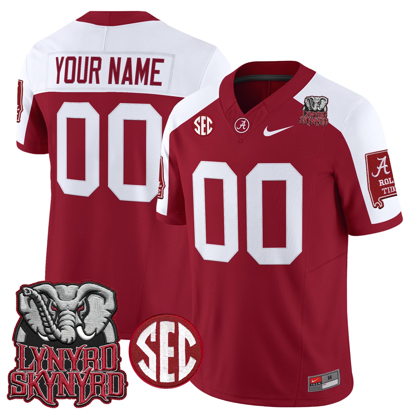 Alabama Crimson Tide x Lynyrd Skynyrd Vapor Limited Custom Jersey - Alabama Map - All Stitched