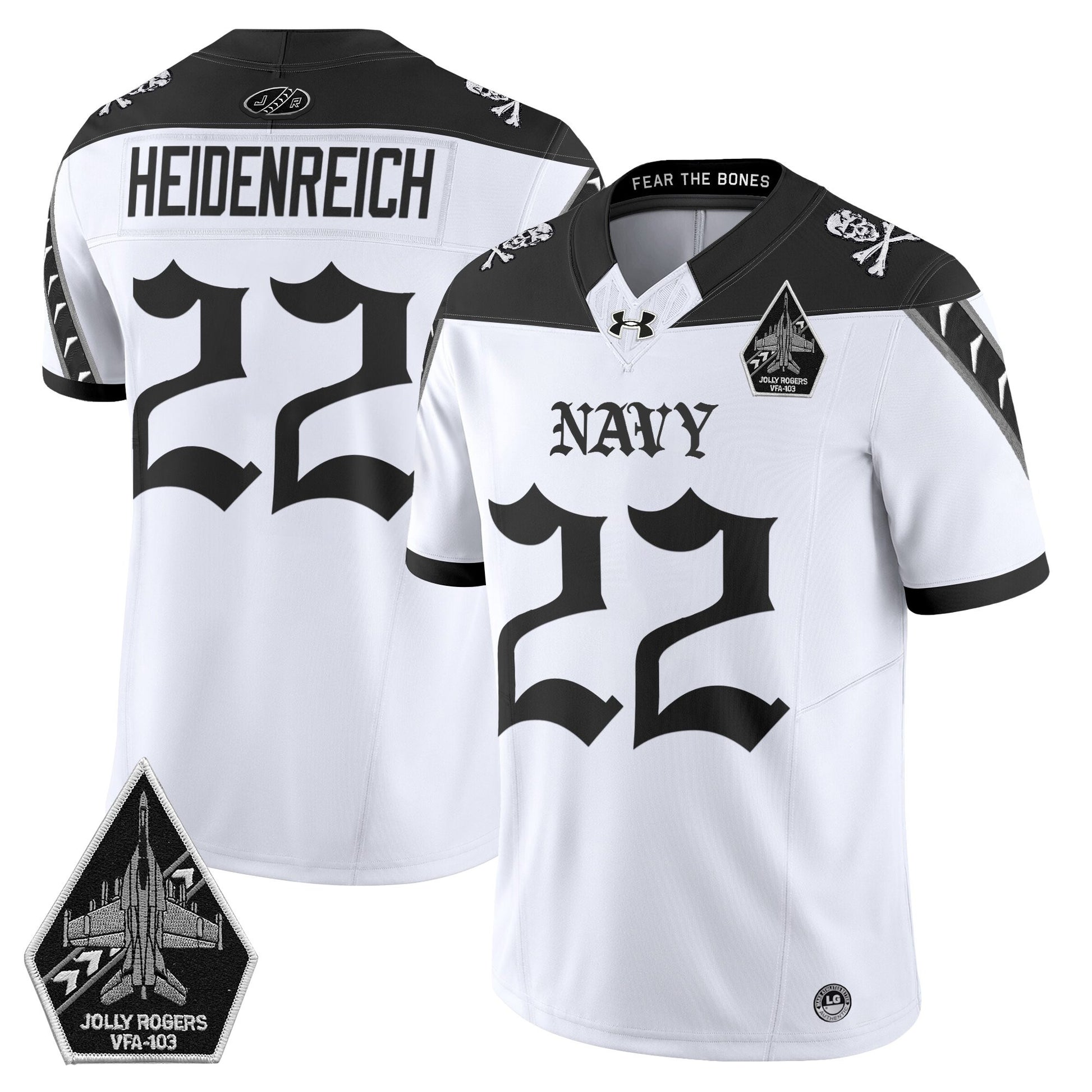 Men's Navy Midshipmen 'Jolly Rogers: Gothic Squadron Edition' Vapor Limited Jersey - All Stitched