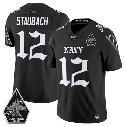 Men's Navy Midshipmen 'Jolly Rogers: Gothic Squadron Edition' Vapor Limited Jersey - All Stitched