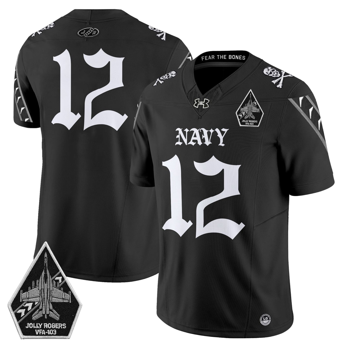 Men's Navy Midshipmen 'Jolly Rogers: Gothic Squadron Edition' Vapor Limited Jersey - All Stitched