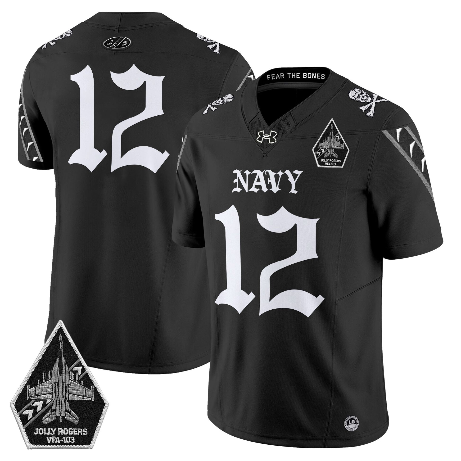 Men's Navy Midshipmen 'Jolly Rogers: Gothic Squadron Edition' Vapor Limited Jersey - All Stitched