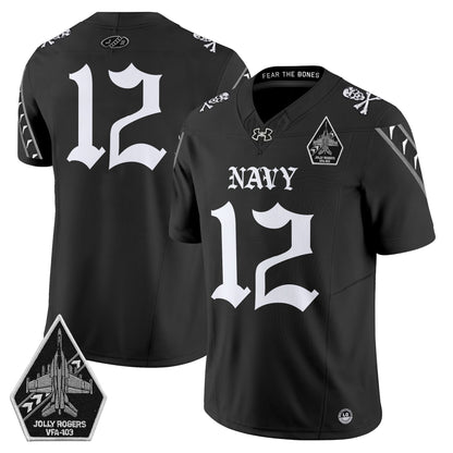 Men's Navy Midshipmen 'Jolly Rogers: Gothic Squadron Edition' Vapor Limited Jersey - All Stitched