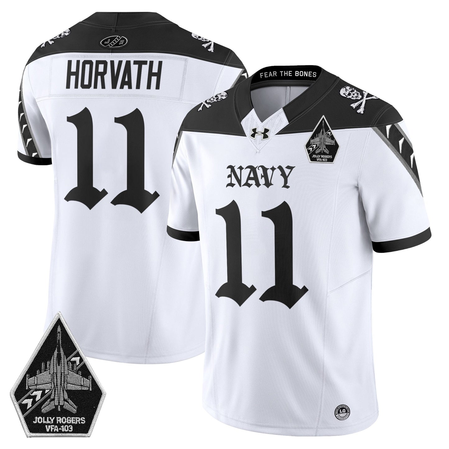 Men's Navy Midshipmen 'Jolly Rogers: Gothic Squadron Edition' Vapor Limited Jersey - All Stitched