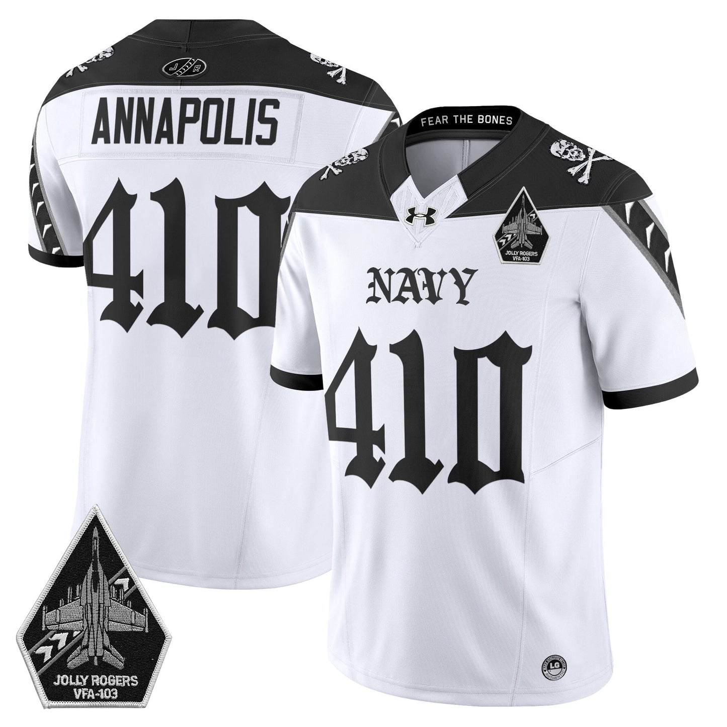 Men's Navy Midshipmen 'Jolly Rogers: Gothic Squadron Edition' Vapor Limited Jersey - All Stitched