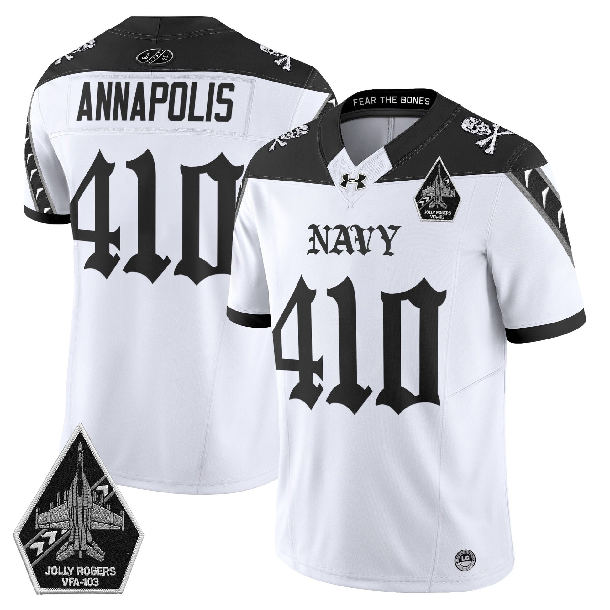 Men's Navy Midshipmen 'Jolly Rogers: Gothic Squadron Edition' Vapor Limited Jersey - All Stitched