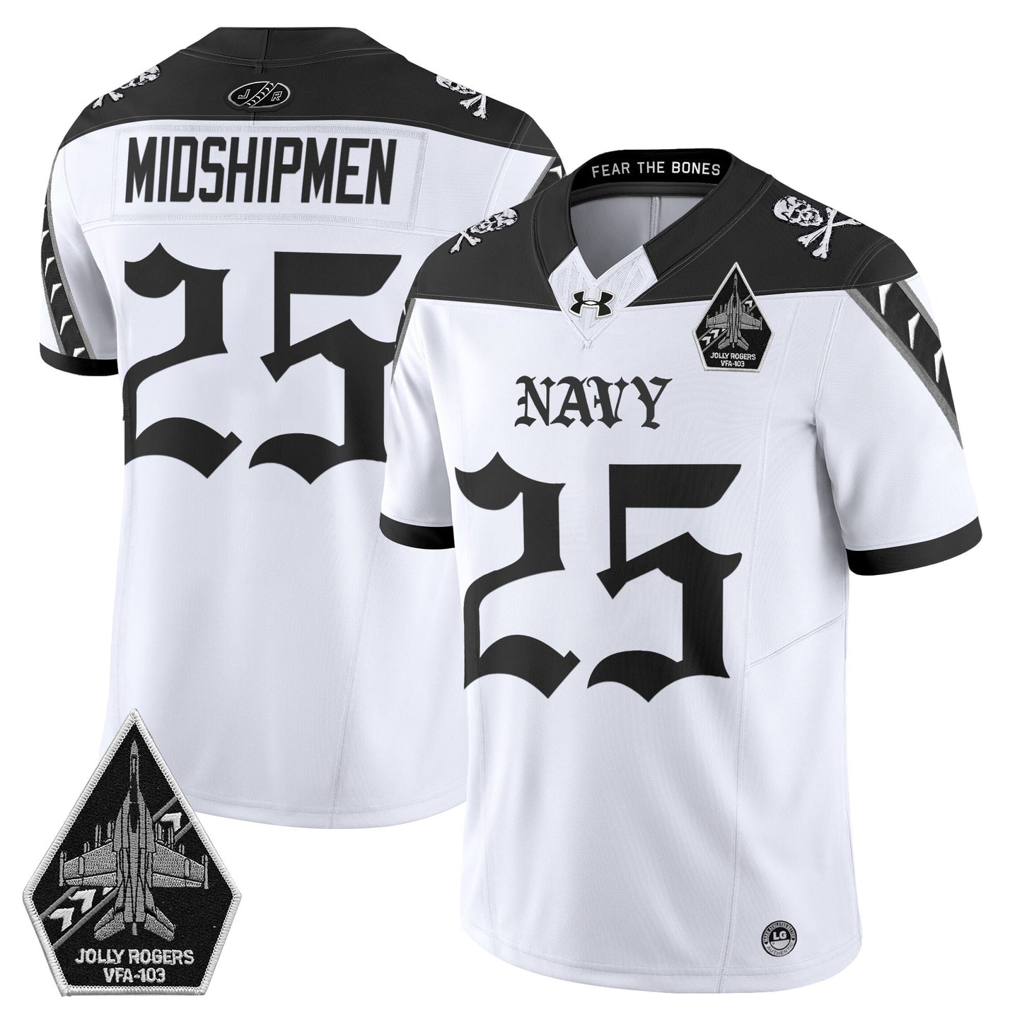 Men's Navy Midshipmen 'Jolly Rogers: Gothic Squadron Edition' Vapor Limited Jersey - All Stitched