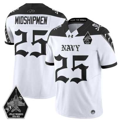 Men's Navy Midshipmen 'Jolly Rogers: Gothic Squadron Edition' Vapor Limited Jersey - All Stitched