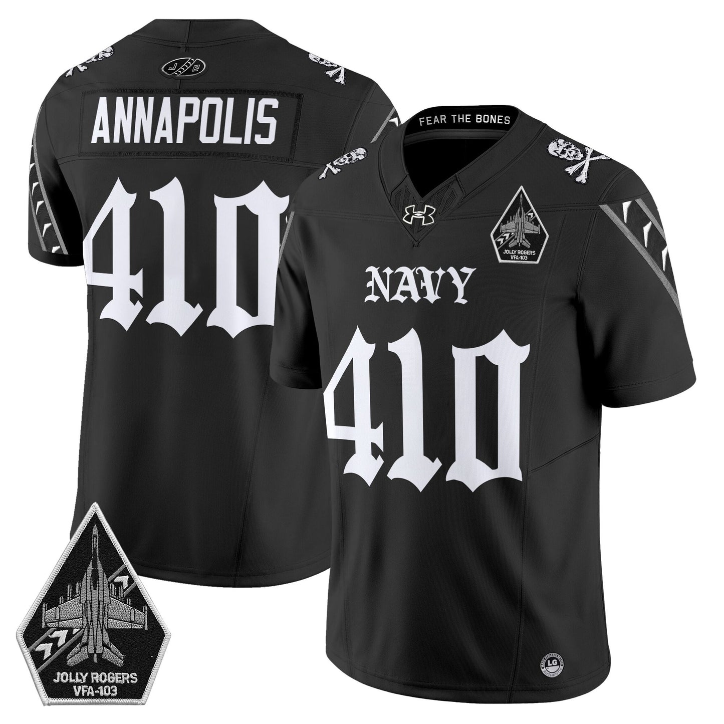 Men's Navy Midshipmen 'Jolly Rogers: Gothic Squadron Edition' Vapor Limited Jersey - All Stitched