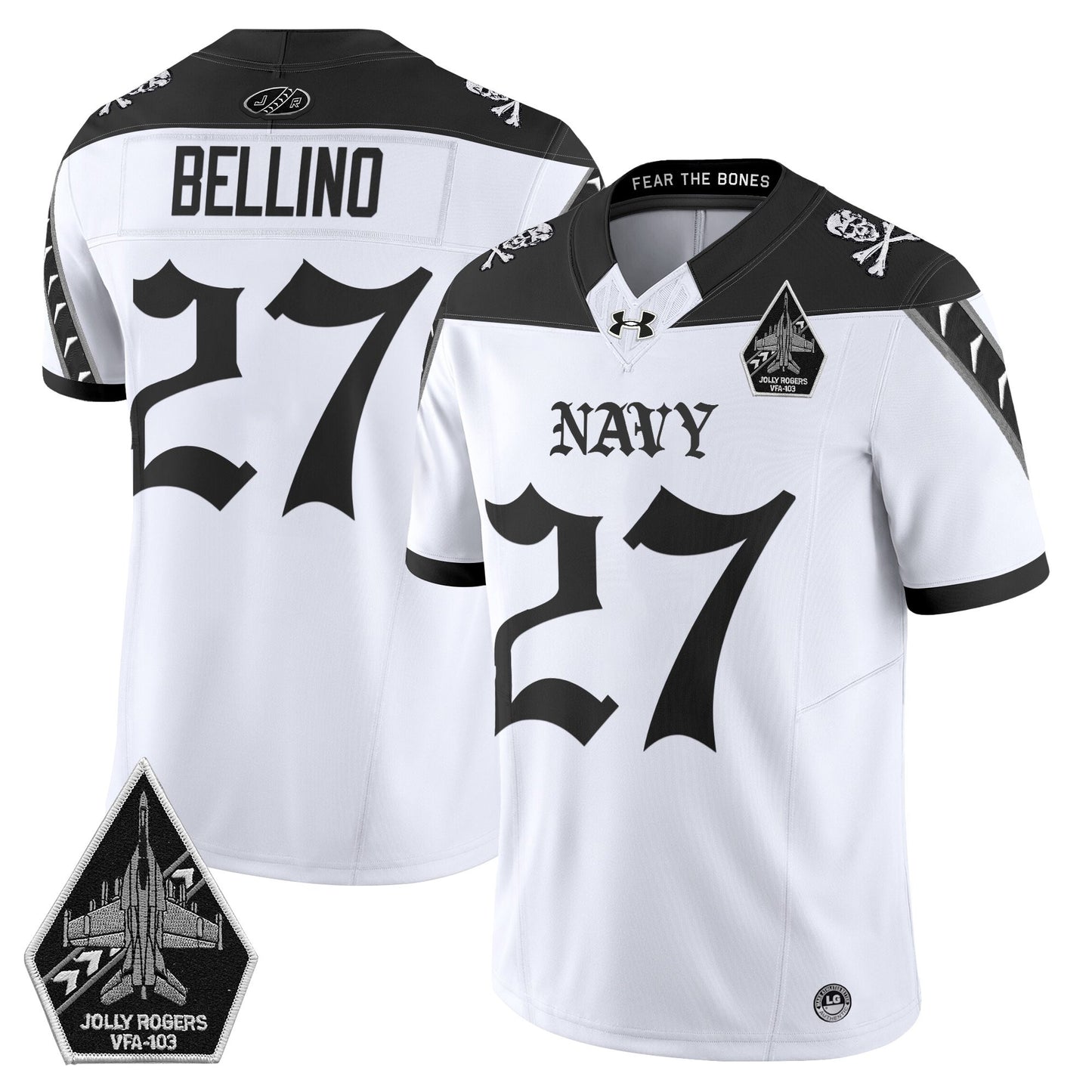 Men's Navy Midshipmen 'Jolly Rogers: Gothic Squadron Edition' Vapor Limited Jersey - All Stitched